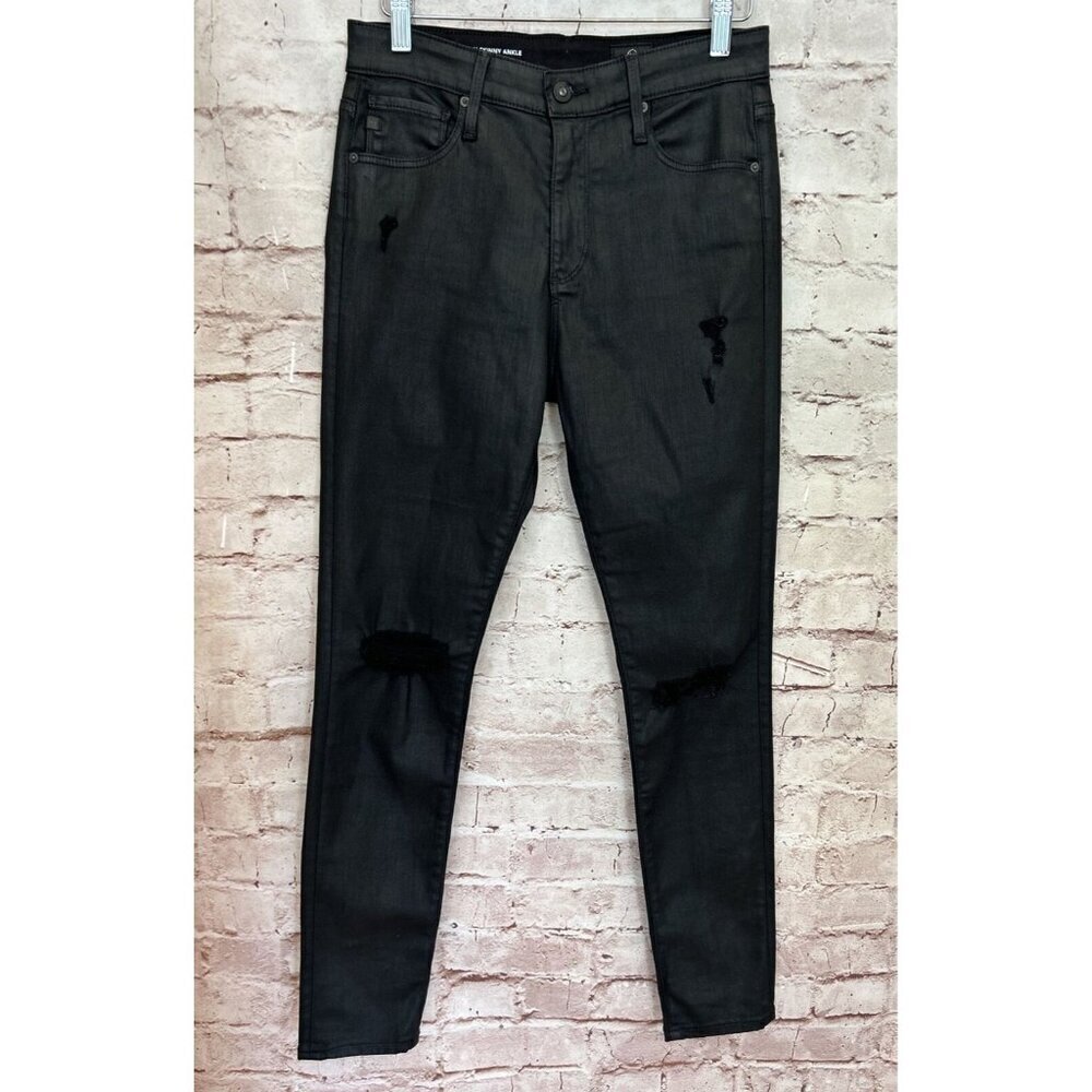 Adriano Goldschmied Womens 27R Black Coated Farrah Skinny Ankle High-Rise Jean